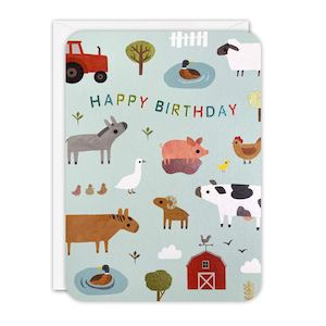 Greeting Gift Cards: Farm Animals Happy Birthday Card