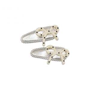 Minista: Milk x Soda Hair Clip | Polka Hair Clip | White