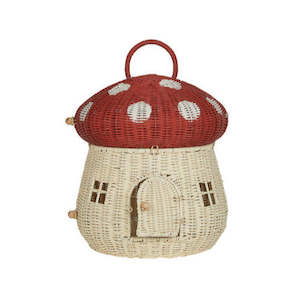 Christmas Edit Big Ticket Items: Olli Ella Rattan | Mushroom DOLL HOUSE | Red
