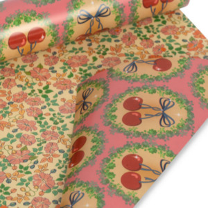Konges Sløjd Gift Wrapping Paper Double-sided | Cherry Bow Kaluka HUGE 200M ROLL