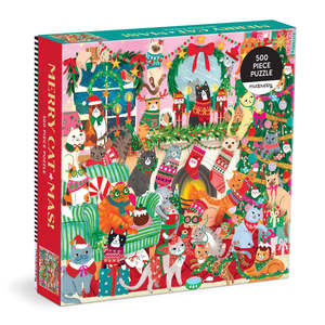 Mud Puppy 500 Piece Puzzle | Christmas Merry Catmas