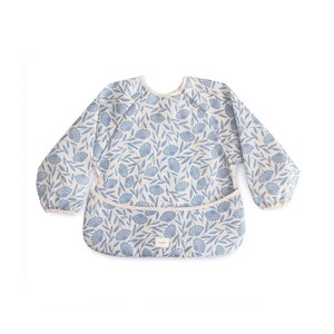 Mushie: Mushie Long Sleeve Bib | Blue Flowers