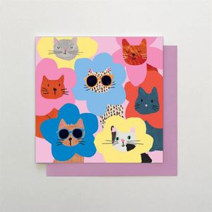 Cats In Flowers - Card
