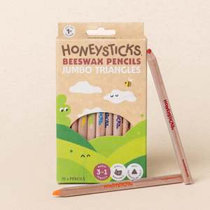 Honeysticks: Honeysticks Magic 3-in-1 Beeswax PENCILS Jumbo Triangles 10pk