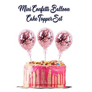 Mini Confetti Balloon Cake Topper Set Rose Gold