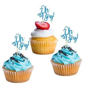 Cupcake Toppers: Oh Boy Blue Glitter Cupcake Toppers 12 pack