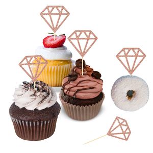 Rose Gold Diamond Cupcake Toppers 12 pack
