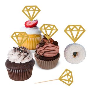 Gold Diamond Cupcake Toppers 12 pack
