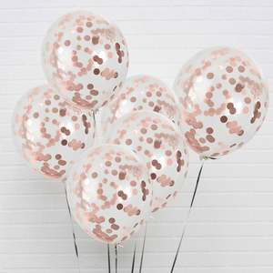 Rose Gold Pre-filled Confetti Balloons 6 Pack