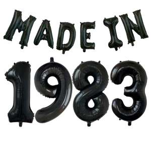 "MADE IN" Foil Balloon Set Black