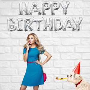 Happy Birthday Balloons Silver