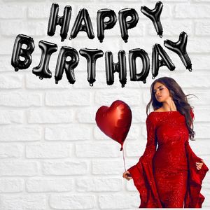 Happy Birthday Balloons Black