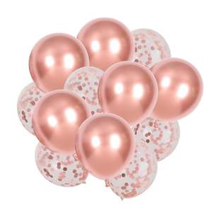 Rose Gold Confetti & Chrome Metallic Balloons 12 Pack