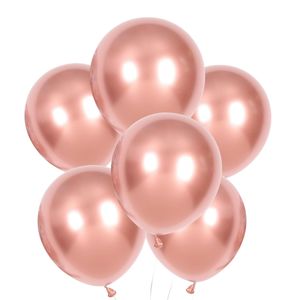 Balloon Latex: Chrome Metallic Rose Gold Balloons 6 Pack
