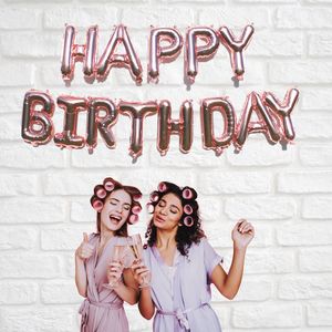 Balloons Script: Happy Birthday Balloons Rose Gold