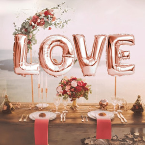 BIG "LOVE" 1 metre High Foil Balloons ROSE GOLD