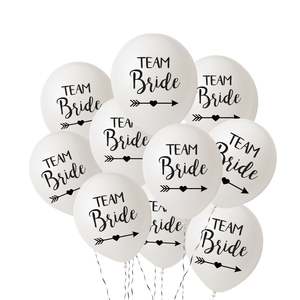 Team Bride White Balloons 10 Pack