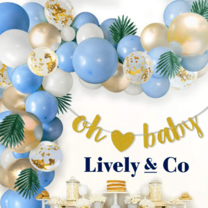 Balloon Garlands: Balloon DIY Garland - Pale Blue, Gold & White