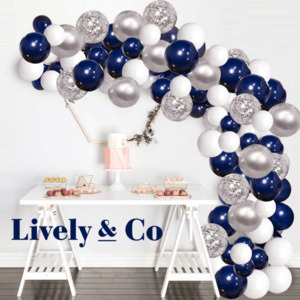Balloon DIY Garland - Navy Blue, Silver & White