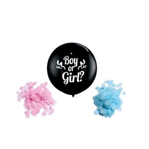 Gender Reveal Balloons: Gender Reveal Balloon With Pink & Blue Round Confetti