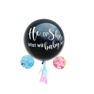 Gender Reveal Balloons: Gender Reveal Balloon He or She what will Baby Be? Deluxe