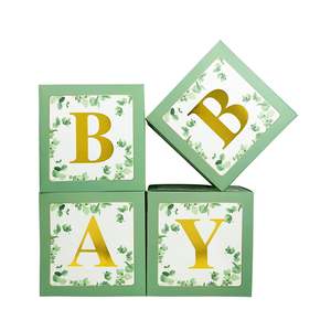 Baby Boxes Baby Shower Balloon Box Set Sage Green & Gold Letters