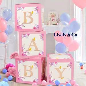 Baby Boxes Baby Shower Balloon Box Set Pink & Rose Gold Letters