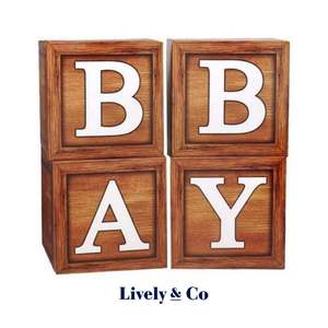 Baby Boxes Baby Shower Balloon Box Set Wood Grain Look NEW