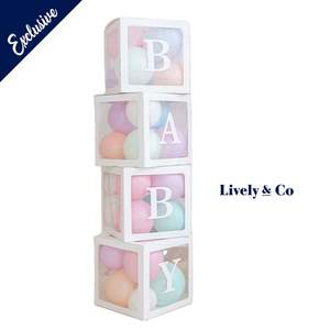 Baby Boxes Baby Shower Balloon Box & Candy Macaron Pastel Balloon Set