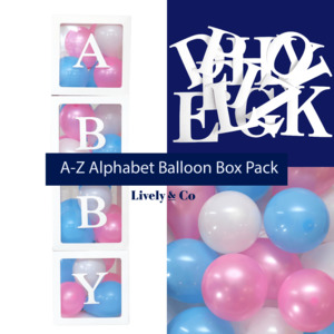 Balloon Boxes: A-Z Alphabet Balloon Box Pack Pink & Blue