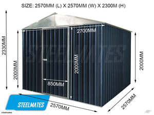 Best Selling: Steelmates 8ft x 8ft Garden Sheds Dark Gray