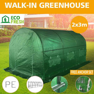 Greenhouse: 3m x 2m x 2m Tunnel Greenhouses Strong Galvanised Frame