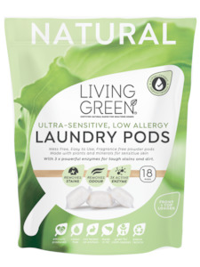 Living Green Laundry Pods, Ultra Sensitive, 18 Pack