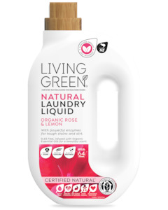 Living Green Brand: Living Green Certified Natural Laundry Liquid, Organic Rose & Lemon, 2L