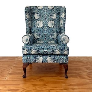 Products: Wingback Armchair in Morris & Co Pimpernel - Living Room Workshop & Showroom