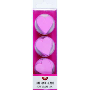 Sugar Decorations: GoBake Icing Decorations Hearts Hot Pink | 12/Pack