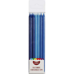 Candles: GoBake Long Candles Blue Ombre 12cm 12/Pack