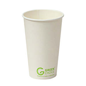 Hot Cups: Green Choice Single Wall White PLA 16oz Coffee Cup 50/Pack