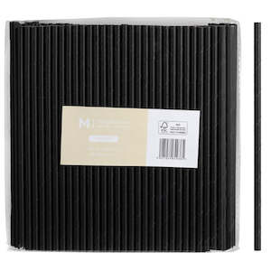 Paper Straws: M Regular Paper Straws 6mm x 200mm Black | 250/Pack