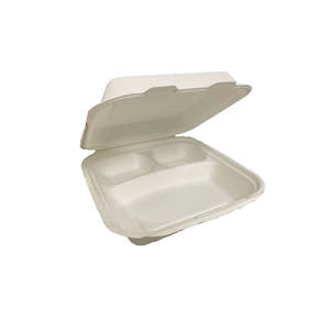Sugarcane Clamshell 9" 3 Compartment B032 | 50/Pack