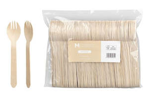 Wooden Cutlery: M Wooden Desert Spork 160mm | 1000/Ctn