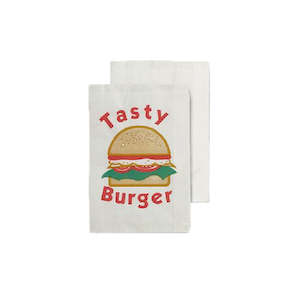 Printed Paper Bags: Printed Burger Satchel Bag 165x240x55mm | 500/Pack