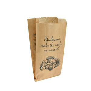 Printed Paper Bags: Printed Mushroom Brown Paper Bags 150x310x85mm 500/Pack