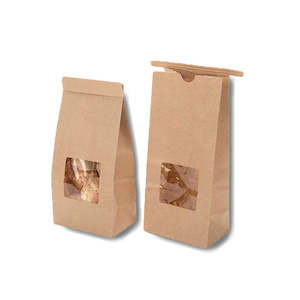 Brown Kraft Window Tin Tie Bag Large 130x75x240mm (Each)
