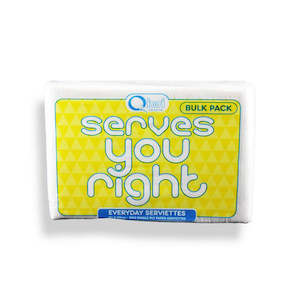 Luncheon Serviettes: Qiwi White Lunch Napkins 1Ply 1/4 Fold | 3000/Ctn