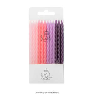 Candles: Wish Pink to Purple Spiral Candles 8cm | 24/Pack