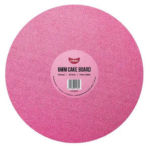 Cake Board Round Glitter Pink 10 Inch | 6mm Thick Masonite