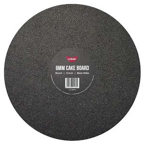Cake Board Round Glitter Black 10 Inch | 6mm Thick Masonite