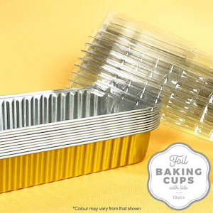 Muffin Cups: Cake Craft Foil Baking Cup with Lid | Gold | 10/Pack