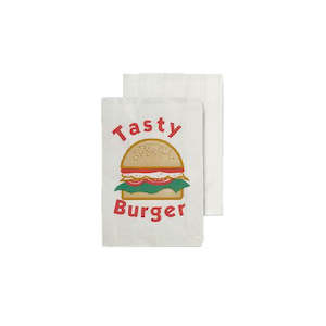 Greaseproof Foil Bags: Greaseproof White Printed Burger Bag  | 1000/Pack